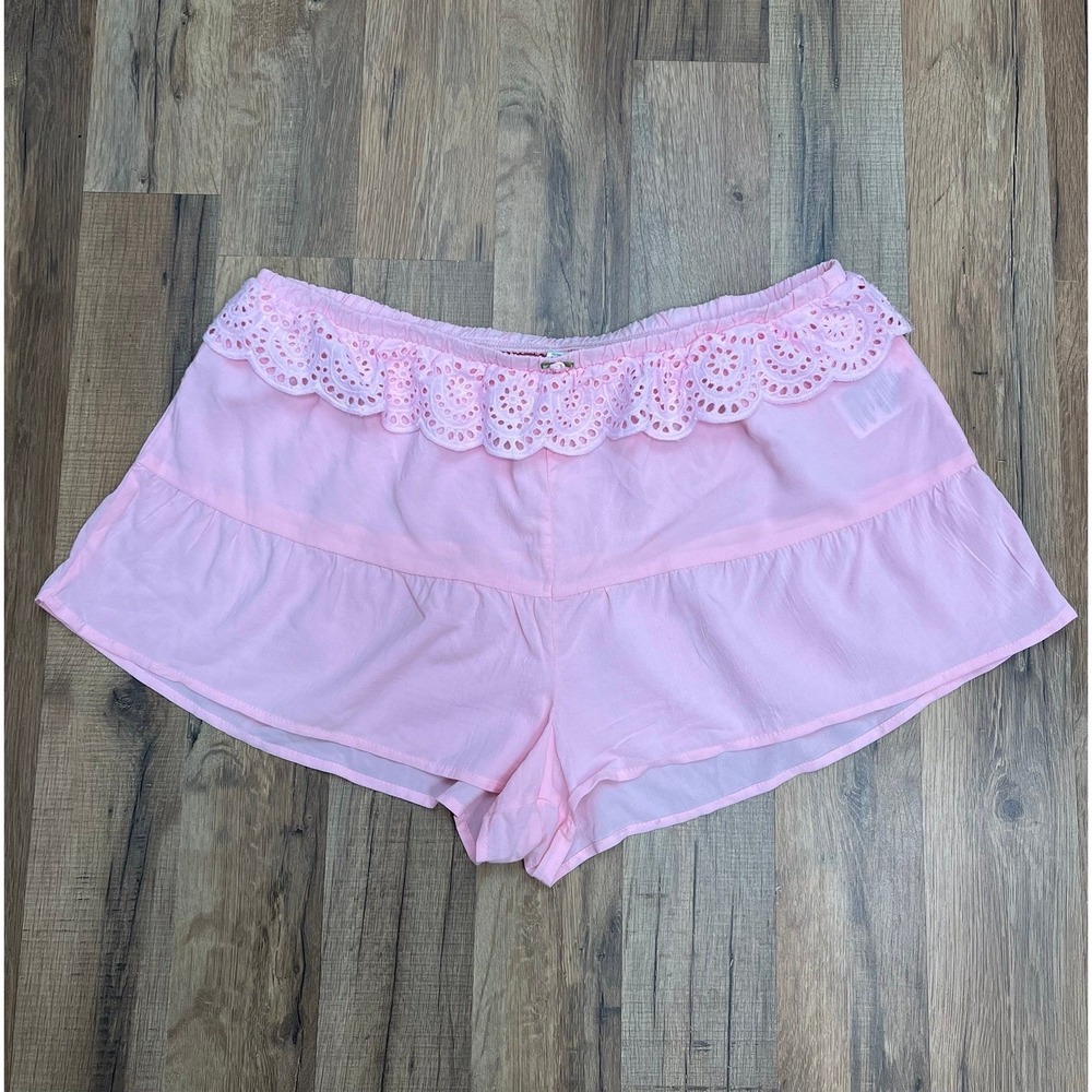 Cotton On Body Pink Eyelet Pajama Shorts M Cottagecore Coquette Sleepwear‎